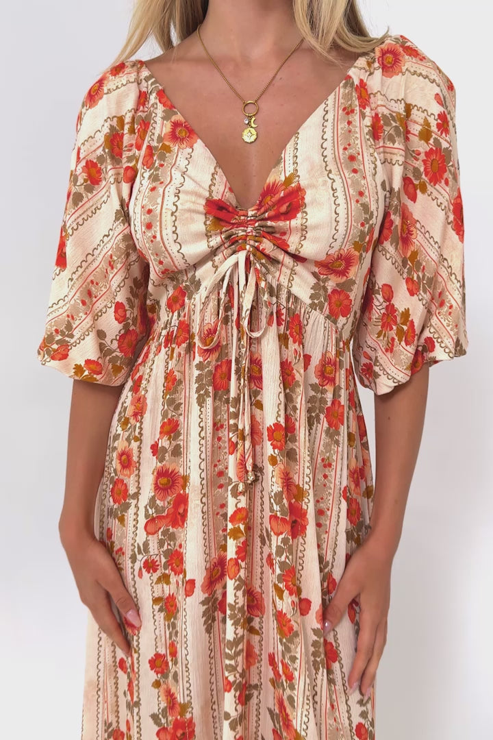 Yanna Maxi Dress - On or Off Shoulder A Line Dress with Elasticated Back in Vondrosa Print