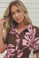 Apryl Mini Dress - Collared Short Sleeve Dress with Pull Tie Waist in Romie Print