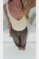 Delos Pants - Wet Look PU Leather Wide Leg Pants in Chocolate