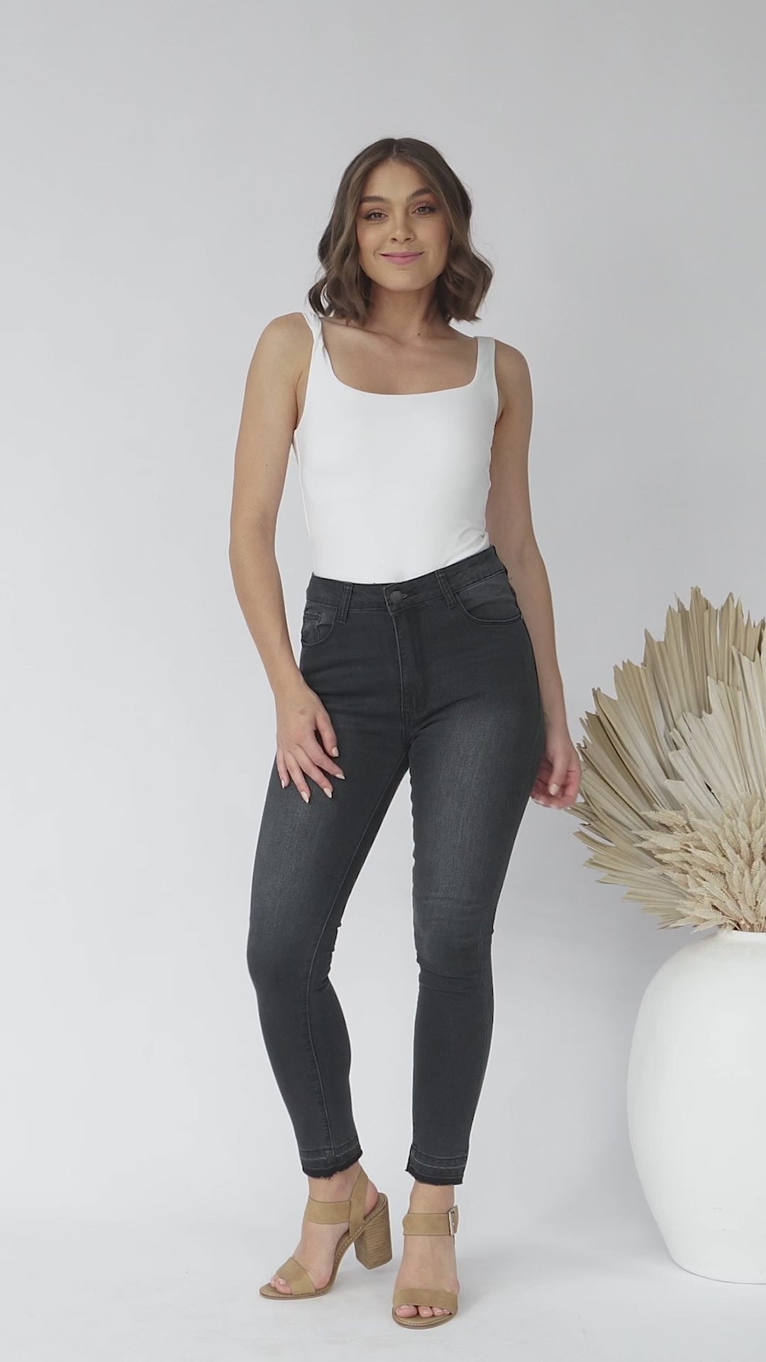 Sherrie Jeans - Skinny High Waisted Jeans in Charcoal