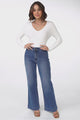 Murilo Jeans - High Waisted Flare Leg Jeans in Medium Blue Wash Denim