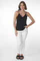 Venus Cami - Long V Neck Adjustable Strap Cami in Black