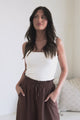 Charli Pants - Paper Bag High Waisted Wide Leg Pants in Brown