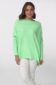 Belinda Knit Top - Boat Neckline Boxy Batwing Top in Light Green