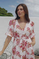 Vinnie Midi Dress - V-Neck Dress with Short Flutter Sleeves in Rosita Print
