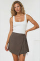Pietra Skorts - Front Wrap with Tie and Shorts with Pockets in Chocolate