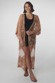 Haylo Kimono - Floral Lace Kimono with Scallop Hemline in Tan