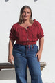 Nadiya Crop - Adjustable Neck and Hemline Crop with Pleating Details in Rust