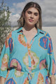 Loula Playsuit - Collared Buttoned Bodice Playsuit with Drawstring Waist in Boardwalk Print