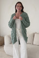 Beckett Cardigan - Open Front Chunky Cable Knit with Pockets in Sage