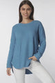 Kanza Jumper - Waffle Knit Scoop High-Low Hem Jumper in Blue