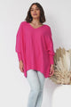 Pier Jumper - Oversized Batwing Knit Jumper in Hot Pink