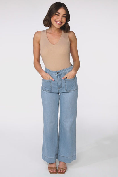 Cindy Wide Leg Jeans in Light Denim