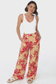 Ione Pants - Fitted High Waisted Wide Leg Pants in Mistle Print