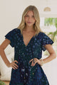 Simone Mini Dress - V Neck Tiered Dress with Flutter Sleeves in Noelle Print