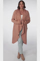 Ryden Cardigan - Thick Lapel Waterfall Collar Cardigan with Pockets in Blush