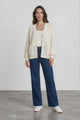 Grayson Cardigan - V-Neck Button Front Knit with Pockets and Balloon Sleeves in Cream
