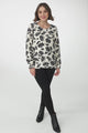 Fintra Top - Zipper Detail Long Sleeve Top in Black Kacia Print