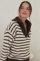 Dennis Jumper - Chunky Collar with Zipper Stripe Knit in Latte