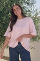 Fable Knit Top - Crew Neck Relaxed Super Soft Knit Tee in Pink