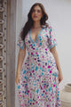 Amity Maxi Dress - V-Neck Empire Line Dress with Flutter Sleeves in Gardner Print