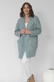 Kierce Cardigan - Folded Lapel Collar Coatigan with Pockets in Blue