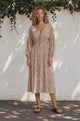Sona Midi Dress - V Neck Cut Out Detail A Line Dress in Leo Lily Print