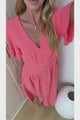 Cyan Midi Dress  - V Neckline Dress in Pink
