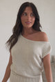 Mariah Knit Top - Sleeveless Asymmetric Neckline Top with Ribbed Hem in Oat