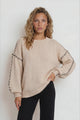 Saige Jumper - Crew Neck Contrast Stitch Knit in Beige