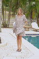 Abilia Mini Dress - Mandarin Collar Smock Dress in Perrie Print