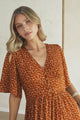 Winifred Maxi Dress - V Neck Button-Front A Line Dress with Flutter Sleeves in Leora Print Mustard