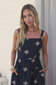 Lexah Maxi Dress - Embroidered A Line Dress with Pockets in Gigi Print Navy