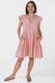 Sharie Mini Dress - Sweet Tiered Cap Sleeve Dress with Pockets in Pink