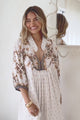 JAASE - Boheme Midi Dress: Piping Defined Bust Slimline Smock Dress In Gemstone Print