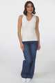 April Knit Top - V Neck Ribbed Singlet in Cream