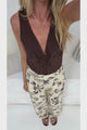 Verde Pants - High Waisted Straight Leg Printed Pants with Sports Stripes in Junia Print