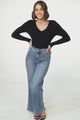 Rowland Knit Top - Ribbed V Neck Knit Top in Black