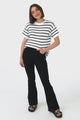 Alden Knit Top: Relaxed Striped Crew Neck Top in White