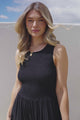 Irene Maxi Dress - Sleeveless Shirred Bodice Dress with Lace Inserts in Black