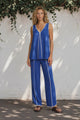 Danica Set - Contrast Piping Detailed Pants and Sleeveless Top in Cobalt