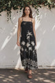 Mattina Maxi Dress: Spaghetti Strap Sun Dress in Aviv Print Black