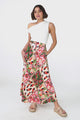 Yara Maxi Skirt - High Waisted Scoop Hemline Skirt with Pockets in Labelle Print