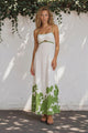 Bria Maxi Dress - Spaghetti Strap A-Line Cut Out Detail Dress in Clover Print