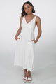 Seraphina Midi Dress - Linen Blend Sun Dress with Rope Detailed Underbust in White