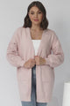 Lorena Cardigan - Holey Knit Sleeve Cardigan in Pink