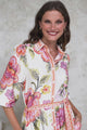 Francis Midi Dress - Collared Shirt Dress with Matching Belt in Elle Print Pink