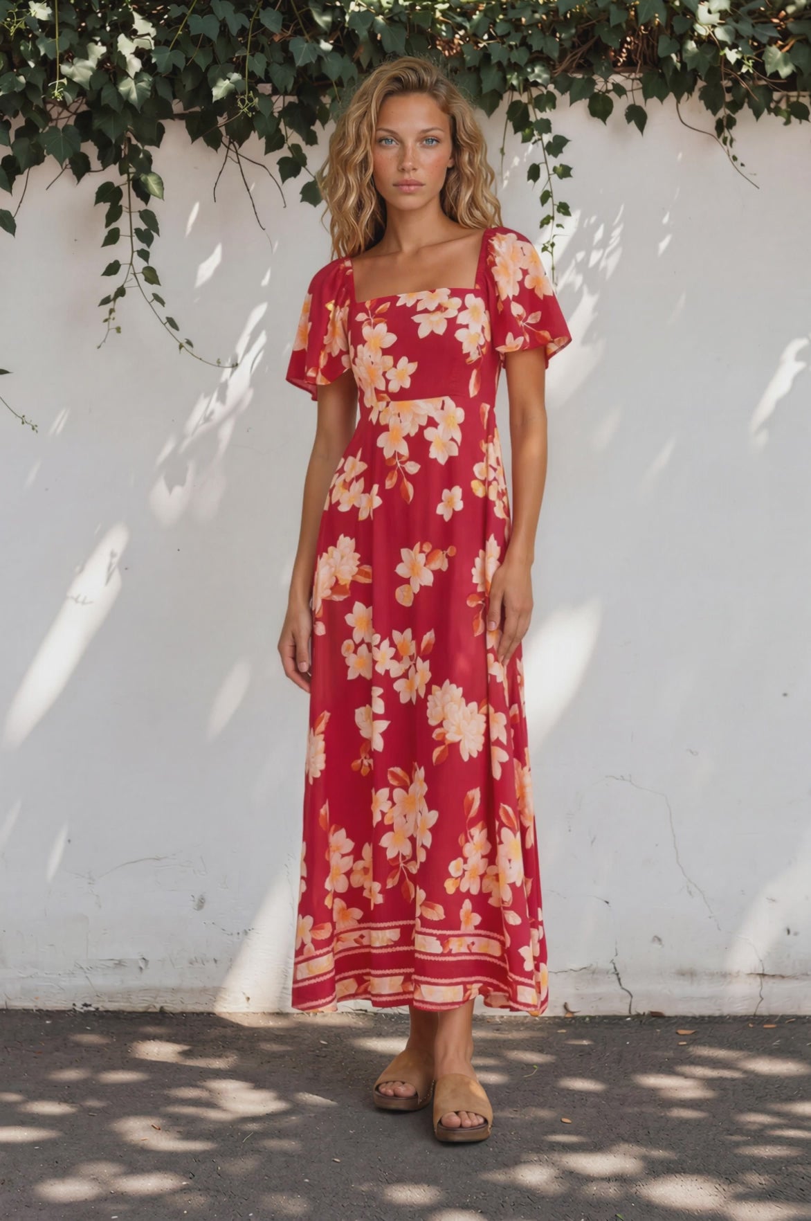 Ashby Maxi Dress - On or Off Shoulder A-Line Dress with Pockets in Varenna Print