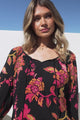 Cora Blouse - Round Neckline with Neck Tie Pull-Over Top in Valerie Print
