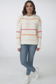 Fletcher Knit Jumper - Crew Neck Multi Colour Stripe Knit in Cream